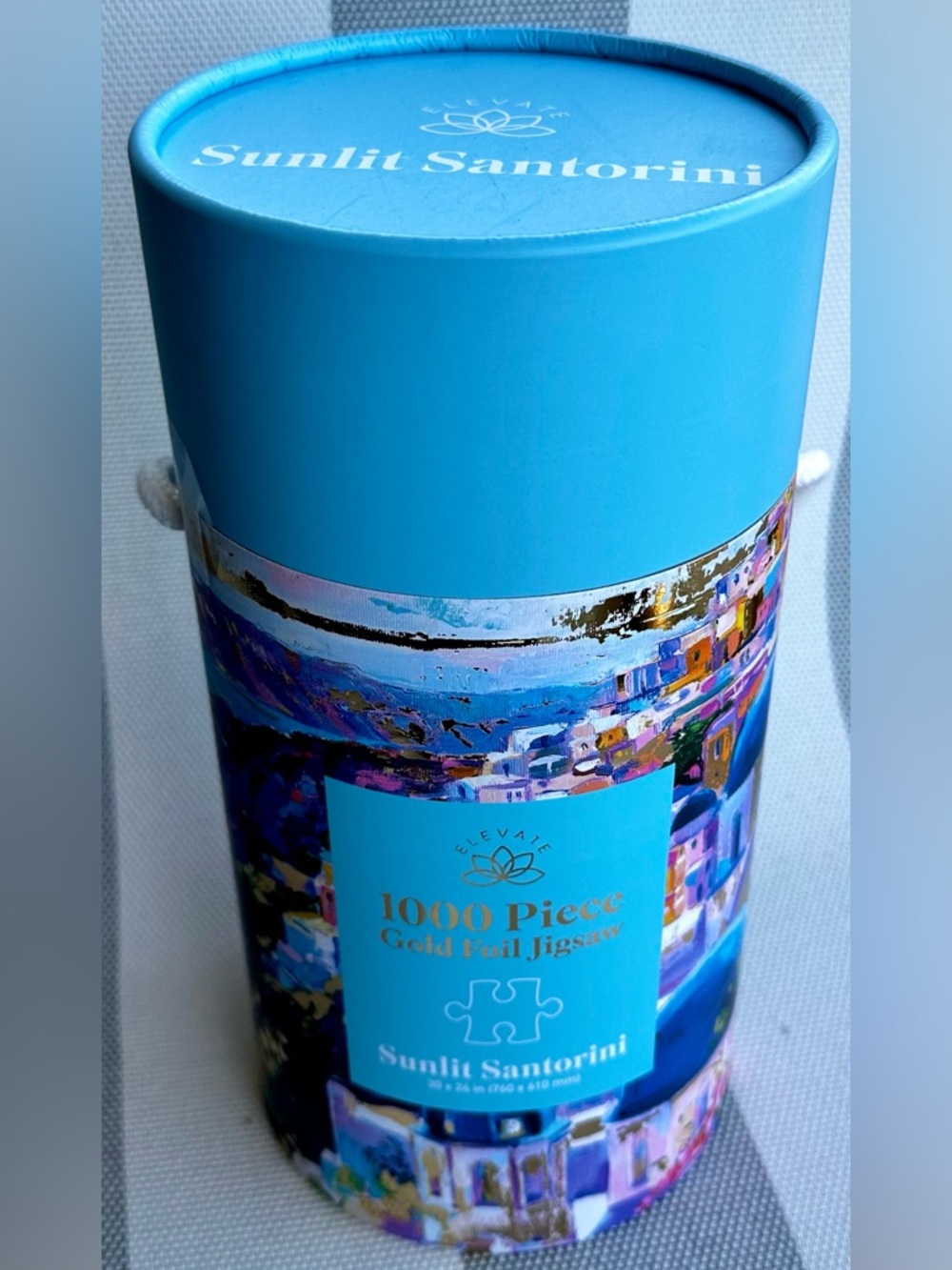 Elevate Sunlit Santorini 1000 Piece Gold Foil Jigsaw Puzzle NIB